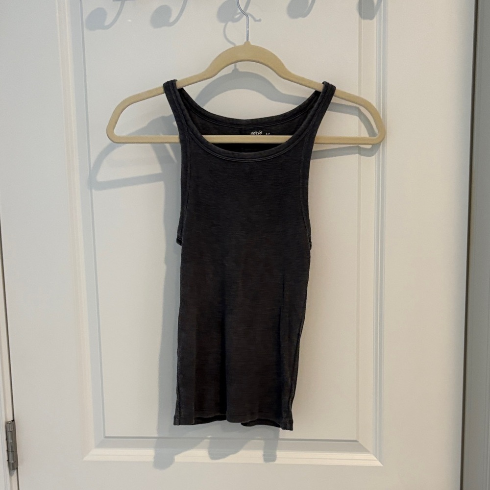 aerie Charcoal Ribbed Tank Top